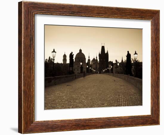 Old Town and Charles Bridge at Dawn, Prague, Czech Republic-Doug Pearson-Framed Photographic Print