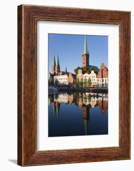 Old Town and River Trave at Lubeck, Schleswig-Holstein, Germany-Peter Adams-Framed Photographic Print