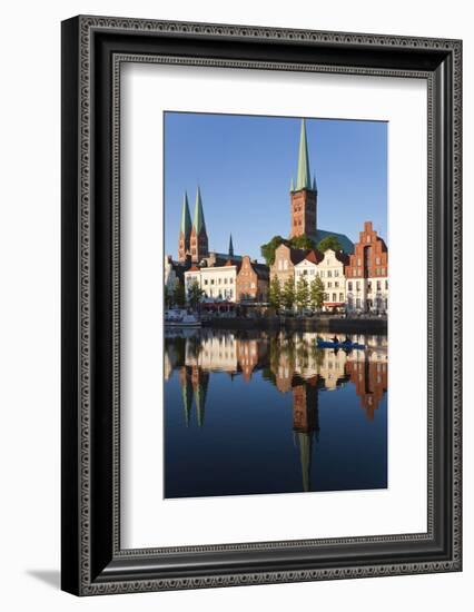 Old Town and River Trave at Lubeck, Schleswig-Holstein, Germany-Peter Adams-Framed Photographic Print