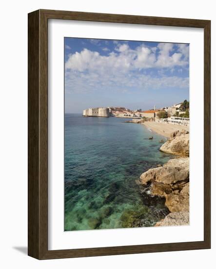 Old Town and Rocky Shoreline, Dubrovnik, Croatia, Europe-Martin Child-Framed Photographic Print