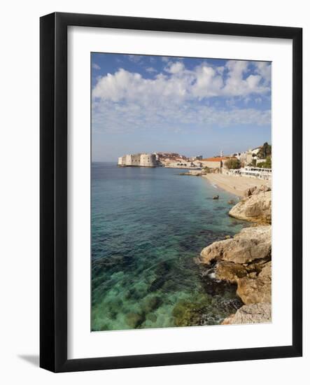 Old Town and Rocky Shoreline, Dubrovnik, Croatia, Europe-Martin Child-Framed Photographic Print