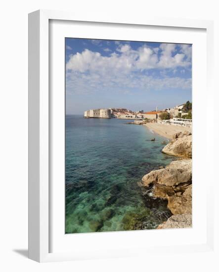 Old Town and Rocky Shoreline, Dubrovnik, Croatia, Europe-Martin Child-Framed Photographic Print