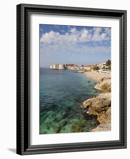 Old Town and Rocky Shoreline, Dubrovnik, Croatia, Europe-Martin Child-Framed Photographic Print