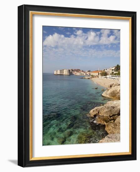 Old Town and Rocky Shoreline, Dubrovnik, Croatia, Europe-Martin Child-Framed Photographic Print