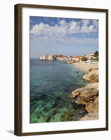 Old Town and Rocky Shoreline, Dubrovnik, Croatia, Europe-Martin Child-Framed Photographic Print