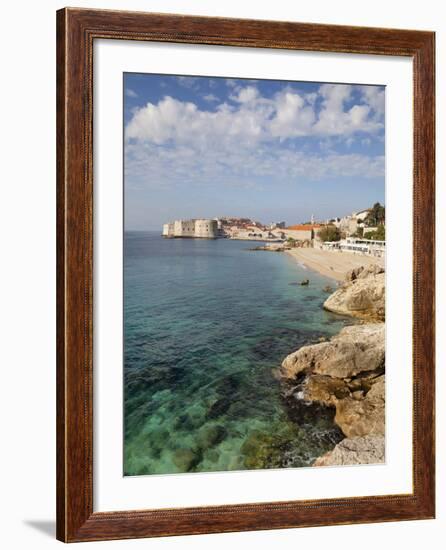 Old Town and Rocky Shoreline, Dubrovnik, Croatia, Europe-Martin Child-Framed Photographic Print