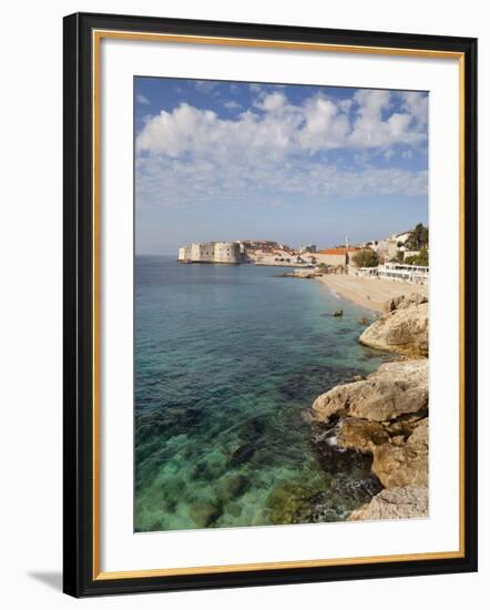 Old Town and Rocky Shoreline, Dubrovnik, Croatia, Europe-Martin Child-Framed Photographic Print