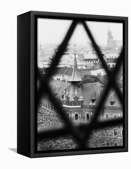 Old Town from Window of Wavel Cathedral, Krakow, Poland-Walter Bibikow-Framed Premier Image Canvas