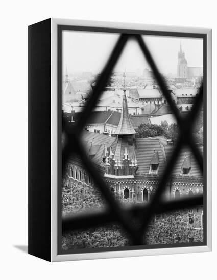 Old Town from Window of Wavel Cathedral, Krakow, Poland-Walter Bibikow-Framed Premier Image Canvas