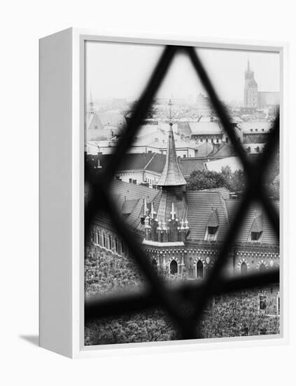 Old Town from Window of Wavel Cathedral, Krakow, Poland-Walter Bibikow-Framed Premier Image Canvas