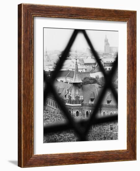 Old Town from Window of Wavel Cathedral, Krakow, Poland-Walter Bibikow-Framed Photographic Print