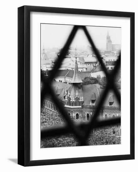 Old Town from Window of Wavel Cathedral, Krakow, Poland-Walter Bibikow-Framed Photographic Print