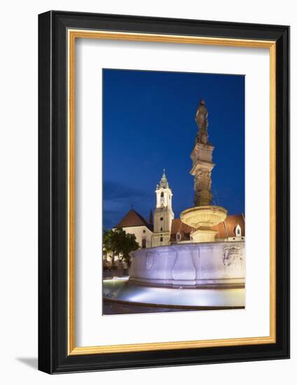 Old Town Hall and Roland's Fountain in Hlavne Nam (Main Square) at Dusk-Ian Trower-Framed Photographic Print