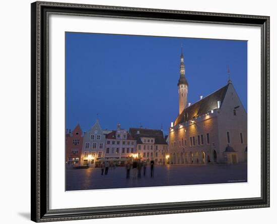 Old Town Hall in Old Town Square at Night, Old Town, Unesco World Heritage Site, Tallinn, Estonia-Neale Clarke-Framed Photographic Print