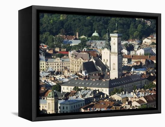 Old Town Including Town Hall, Seen from Castle Hill, Unesco World Heritage Site, Lviv, Ukraine-Christian Kober-Framed Premier Image Canvas