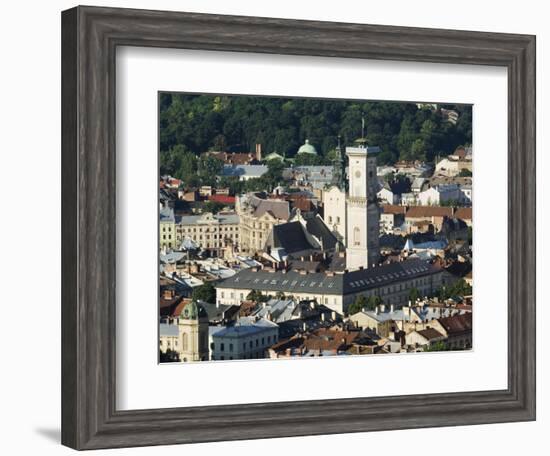 Old Town Including Town Hall, Seen from Castle Hill, Unesco World Heritage Site, Lviv, Ukraine-Christian Kober-Framed Photographic Print