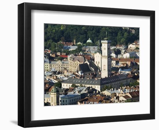 Old Town Including Town Hall, Seen from Castle Hill, Unesco World Heritage Site, Lviv, Ukraine-Christian Kober-Framed Photographic Print