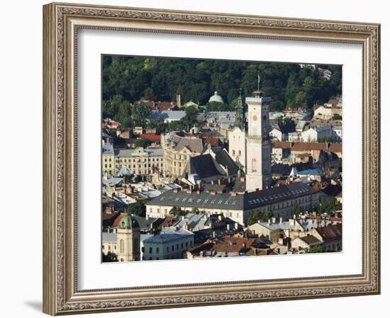 Old Town Including Town Hall, Seen from Castle Hill, Unesco World Heritage Site, Lviv, Ukraine-Christian Kober-Framed Photographic Print