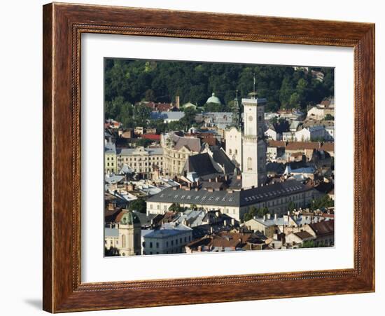 Old Town Including Town Hall, Seen from Castle Hill, Unesco World Heritage Site, Lviv, Ukraine-Christian Kober-Framed Photographic Print
