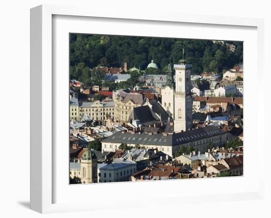 Old Town Including Town Hall, Seen from Castle Hill, Unesco World Heritage Site, Lviv, Ukraine-Christian Kober-Framed Photographic Print