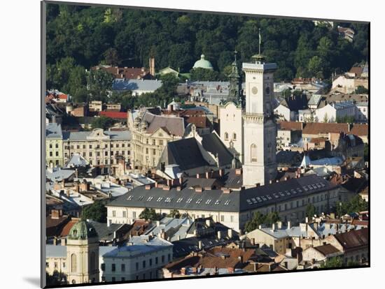 Old Town Including Town Hall, Seen from Castle Hill, Unesco World Heritage Site, Lviv, Ukraine-Christian Kober-Mounted Photographic Print