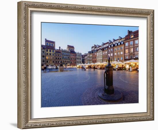 Old Town Market Place at twilight, Warsaw, Masovian Voivodeship, Poland, Europe-Karol Kozlowski-Framed Photographic Print