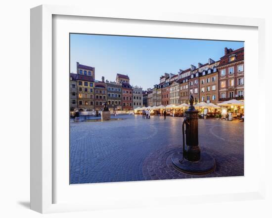 Old Town Market Place at twilight, Warsaw, Masovian Voivodeship, Poland, Europe-Karol Kozlowski-Framed Photographic Print