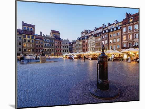 Old Town Market Place at twilight, Warsaw, Masovian Voivodeship, Poland, Europe-Karol Kozlowski-Mounted Photographic Print