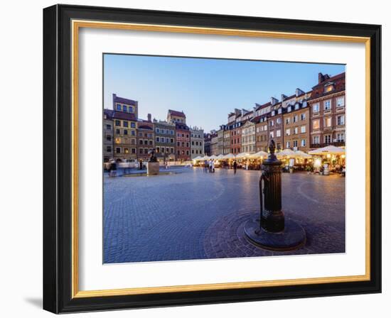 Old Town Market Place at twilight, Warsaw, Masovian Voivodeship, Poland, Europe-Karol Kozlowski-Framed Photographic Print