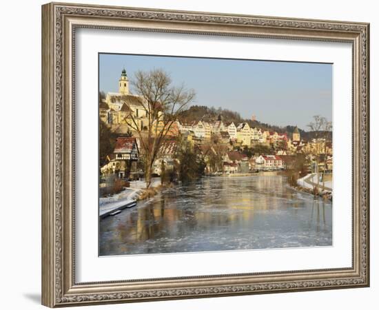 Old Town of Horb and the Frozen River Neckar, Neckartal (Neckar Valley), Baden-Wurttemberg, Germany-Jochen Schlenker-Framed Photographic Print