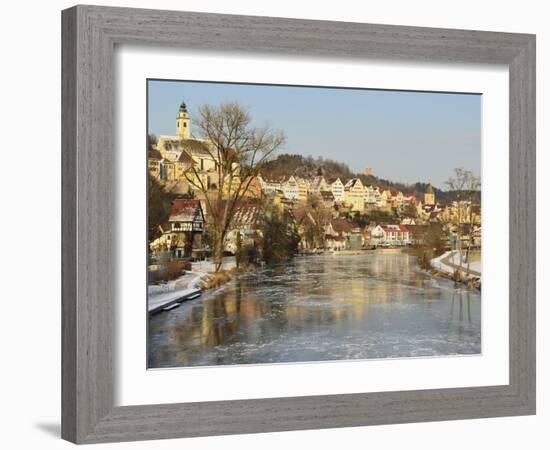 Old Town of Horb and the Frozen River Neckar, Neckartal (Neckar Valley), Baden-Wurttemberg, Germany-Jochen Schlenker-Framed Photographic Print