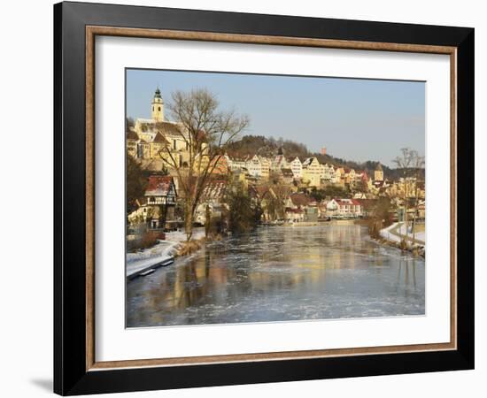 Old Town of Horb and the Frozen River Neckar, Neckartal (Neckar Valley), Baden-Wurttemberg, Germany-Jochen Schlenker-Framed Photographic Print