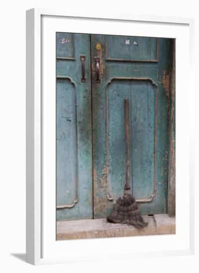 Old Town of Xingping Along the Li River, Doorway and Broom-Darrell Gulin-Framed Photographic Print