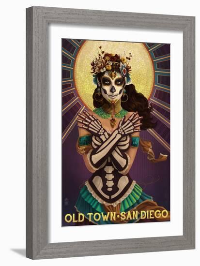 Old Town - San Diego, California - Day of the Dead Crossbones-Lantern Press-Framed Art Print