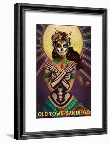 Old Town - San Diego, California - Day of the Dead Crossbones-Lantern Press-Framed Art Print
