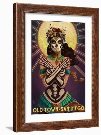 Old Town - San Diego, California - Day of the Dead Crossbones-Lantern Press-Framed Art Print