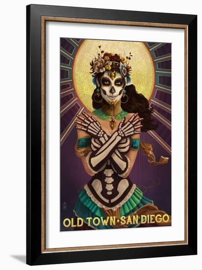Old Town - San Diego, California - Day of the Dead Crossbones-Lantern Press-Framed Art Print