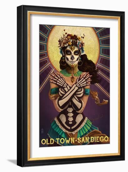 Old Town - San Diego, California - Day of the Dead Crossbones-Lantern Press-Framed Art Print