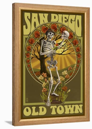 Old Town - San Diego, California - Day of the Dead Sugar Skull-Lantern Press-Framed Stretched Canvas