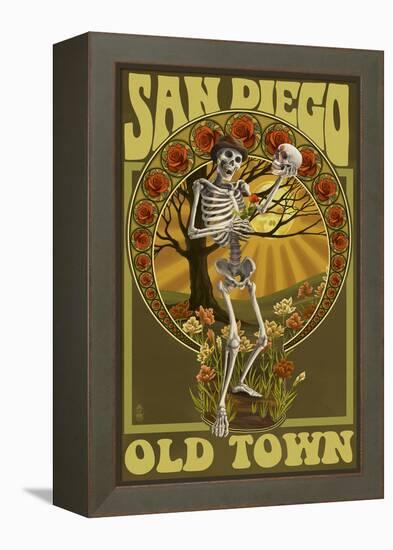 Old Town - San Diego, California - Day of the Dead Sugar Skull-Lantern Press-Framed Stretched Canvas