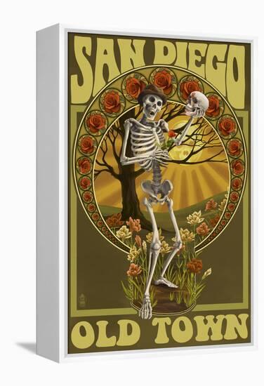 Old Town - San Diego, California - Day of the Dead Sugar Skull-Lantern Press-Framed Stretched Canvas