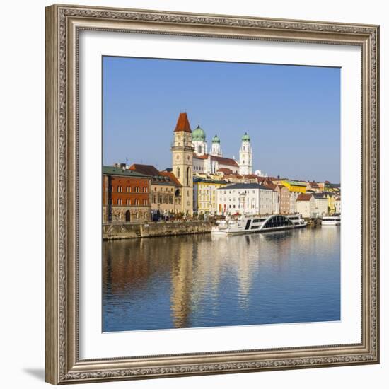 Old Town Skyline and the River Danube, Passau, Lower Bavaria, Bavaria, Germany-Doug Pearson-Framed Photographic Print