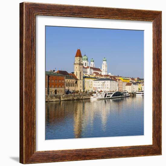 Old Town Skyline and the River Danube, Passau, Lower Bavaria, Bavaria, Germany-Doug Pearson-Framed Photographic Print