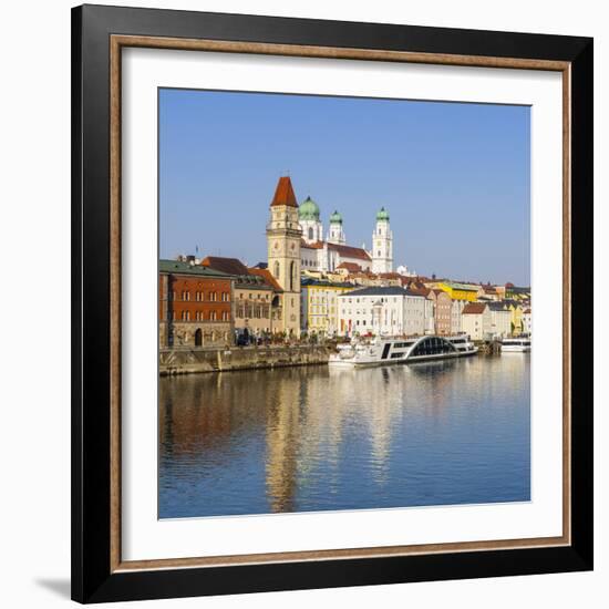 Old Town Skyline and the River Danube, Passau, Lower Bavaria, Bavaria, Germany-Doug Pearson-Framed Photographic Print