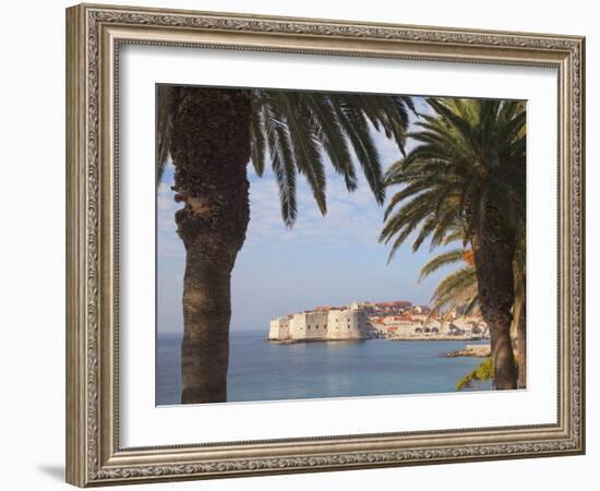 Old Town Through Palm Trees, Dubrovnik, Croatia, Europe-Martin Child-Framed Photographic Print