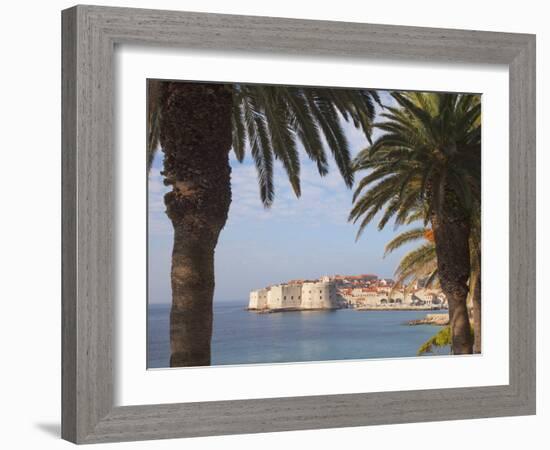 Old Town Through Palm Trees, Dubrovnik, Croatia, Europe-Martin Child-Framed Photographic Print