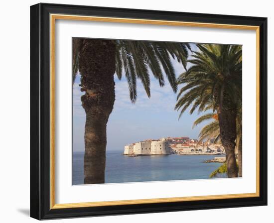 Old Town Through Palm Trees, Dubrovnik, Croatia, Europe-Martin Child-Framed Photographic Print