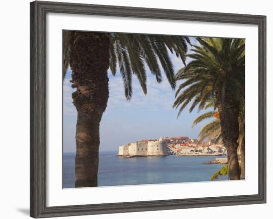 Old Town Through Palm Trees, Dubrovnik, Croatia, Europe-Martin Child-Framed Photographic Print