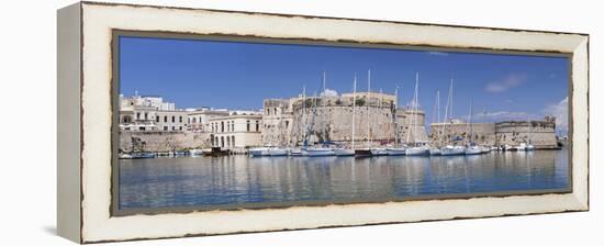 Old Town with Castle and Harbour, Gallipoli, Lecce Province, Salentine Peninsula, Puglia-Markus Lange-Framed Premier Image Canvas