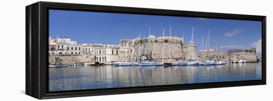 Old Town with Castle and Harbour, Gallipoli, Lecce Province, Salentine Peninsula, Puglia-Markus Lange-Framed Premier Image Canvas